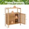 Natural Freestanding Wicker Bathroom Storage Cabinet with Louvered Doors